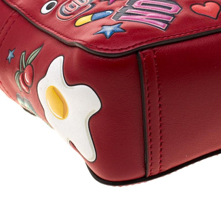 Anya Hindmarch Red Leather Wink Sticker Crossbody Bag For Sale at 1stDibs