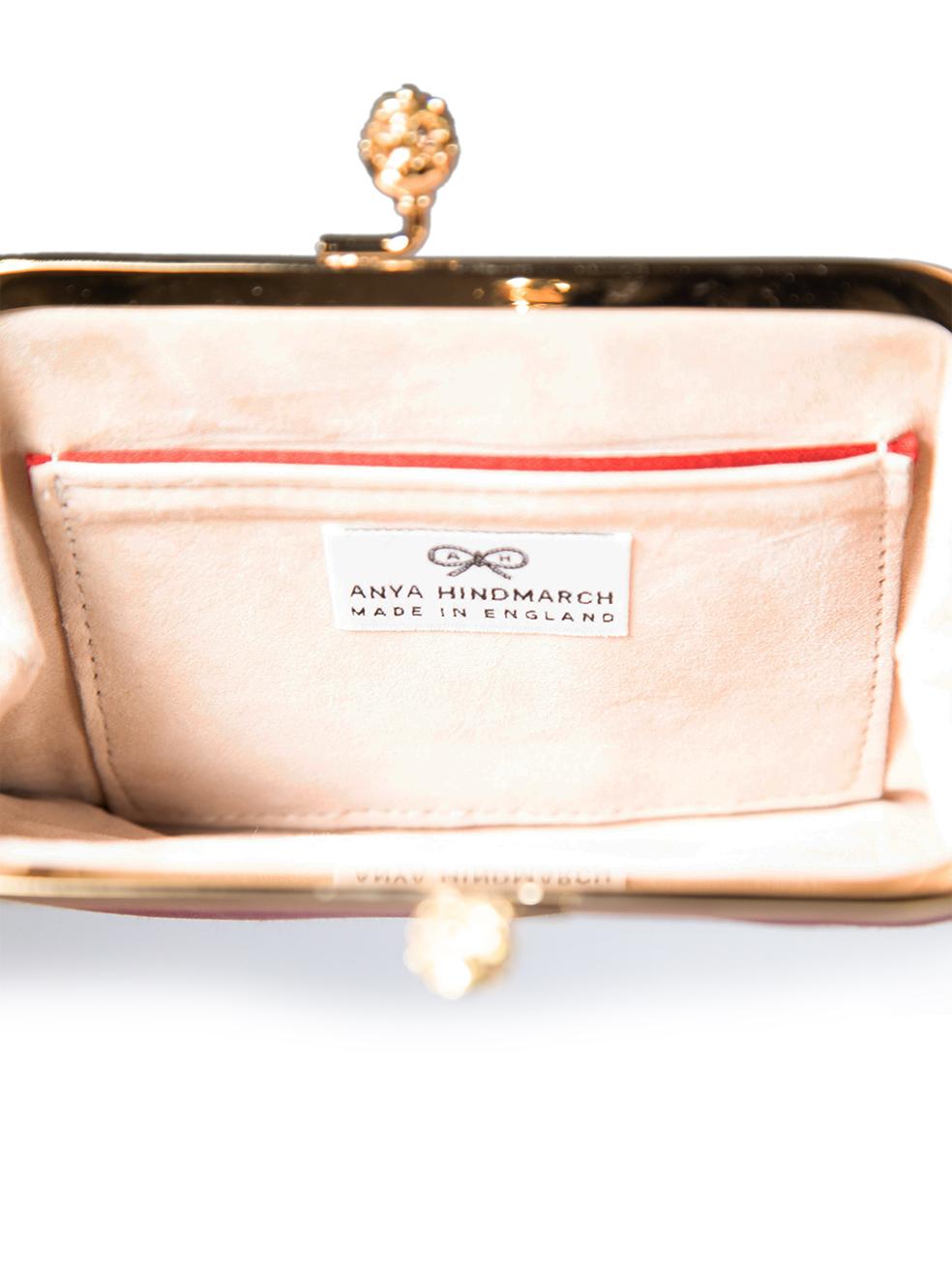 Anya Hindmarch Red Satin Gemstone Clasp Clutch For Sale 1