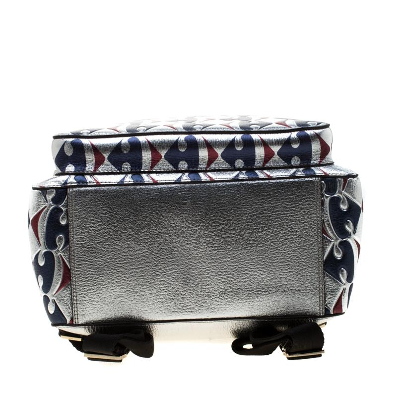 Women's Anya Hindmarch Silver Capra Printed Leather Carrefour Backpack For Sale