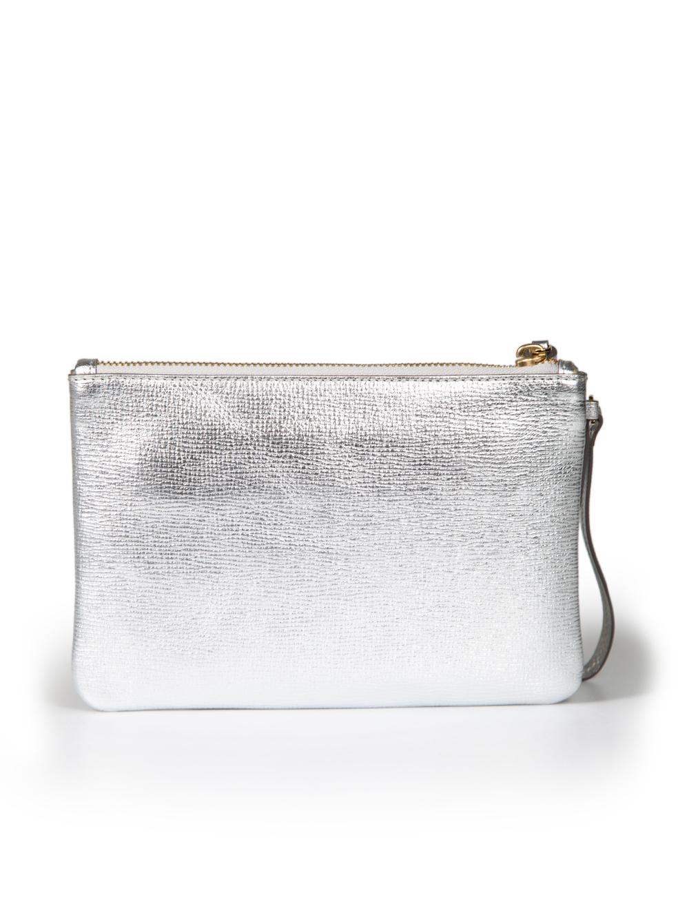 Anya Hindmarch Silver Leather ‚ÄúSmall Appliances‚Äù Clutch In Good Condition For Sale In London, GB
