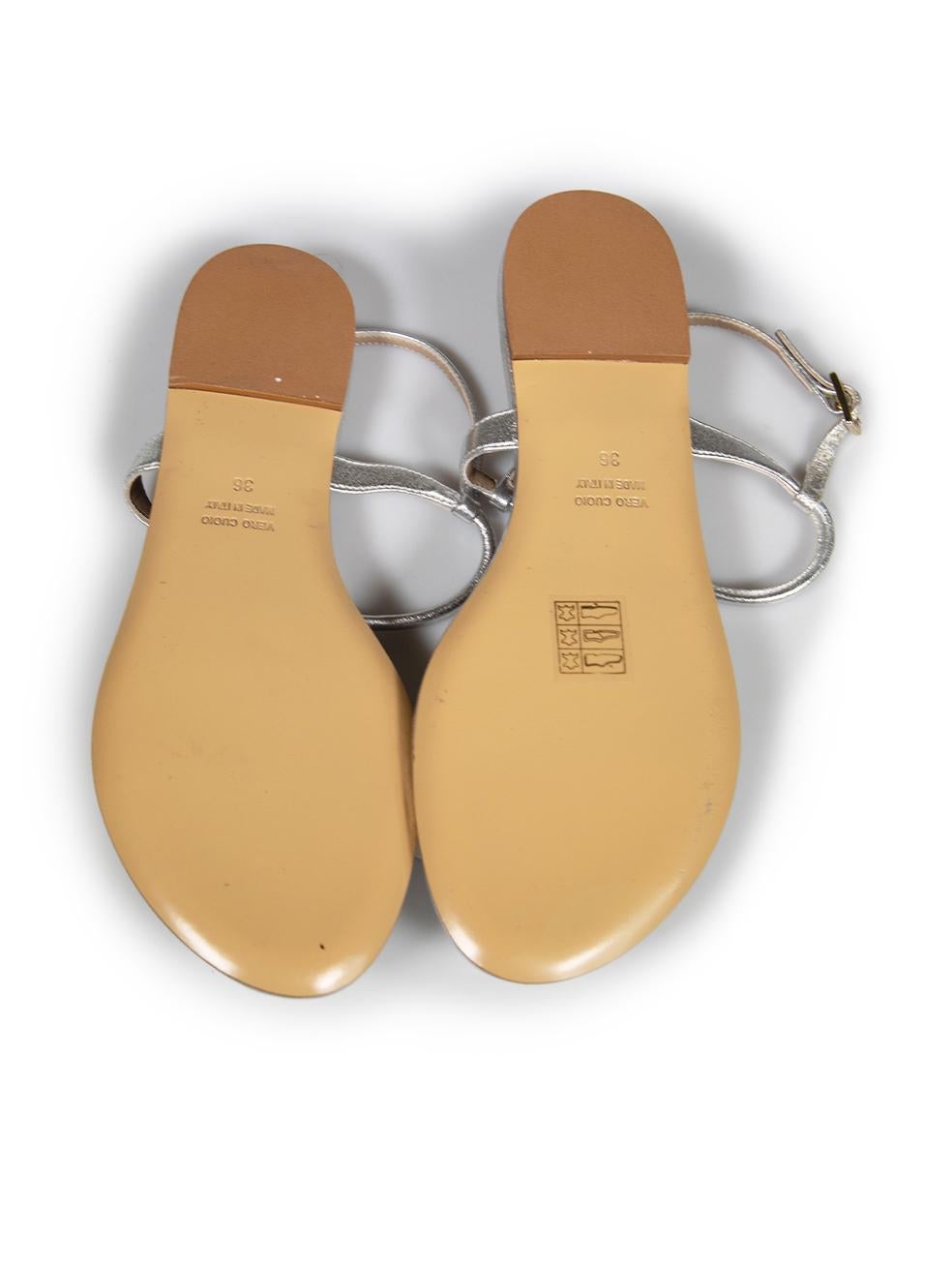 Women's Anya Hindmarch Silver Leather Thong Sandals Size IT 36 For Sale