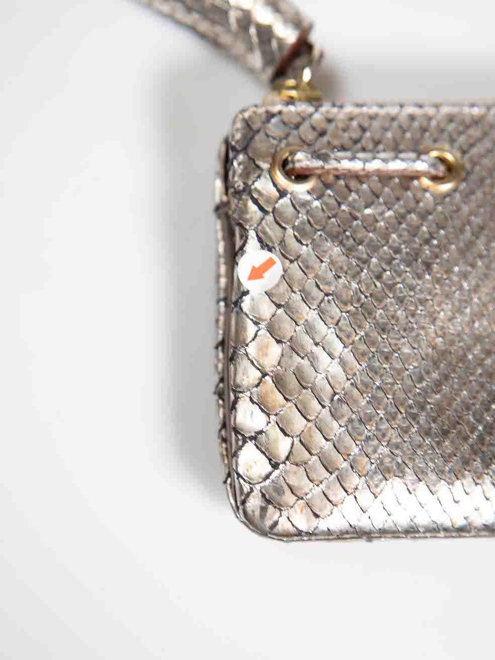 Anya Hindmarch Silver Metallic Tassel Python Leather Wallet For Sale 2