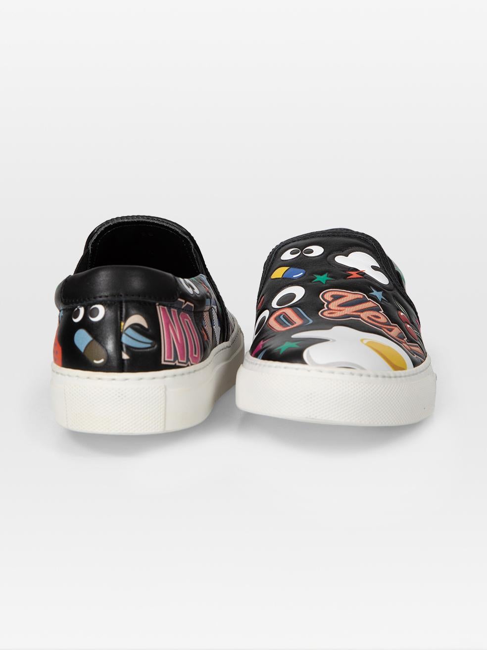Beige Anya Hindmarch Skater Wink Sticker Chaussures en cuir Taille IT 35 en vente