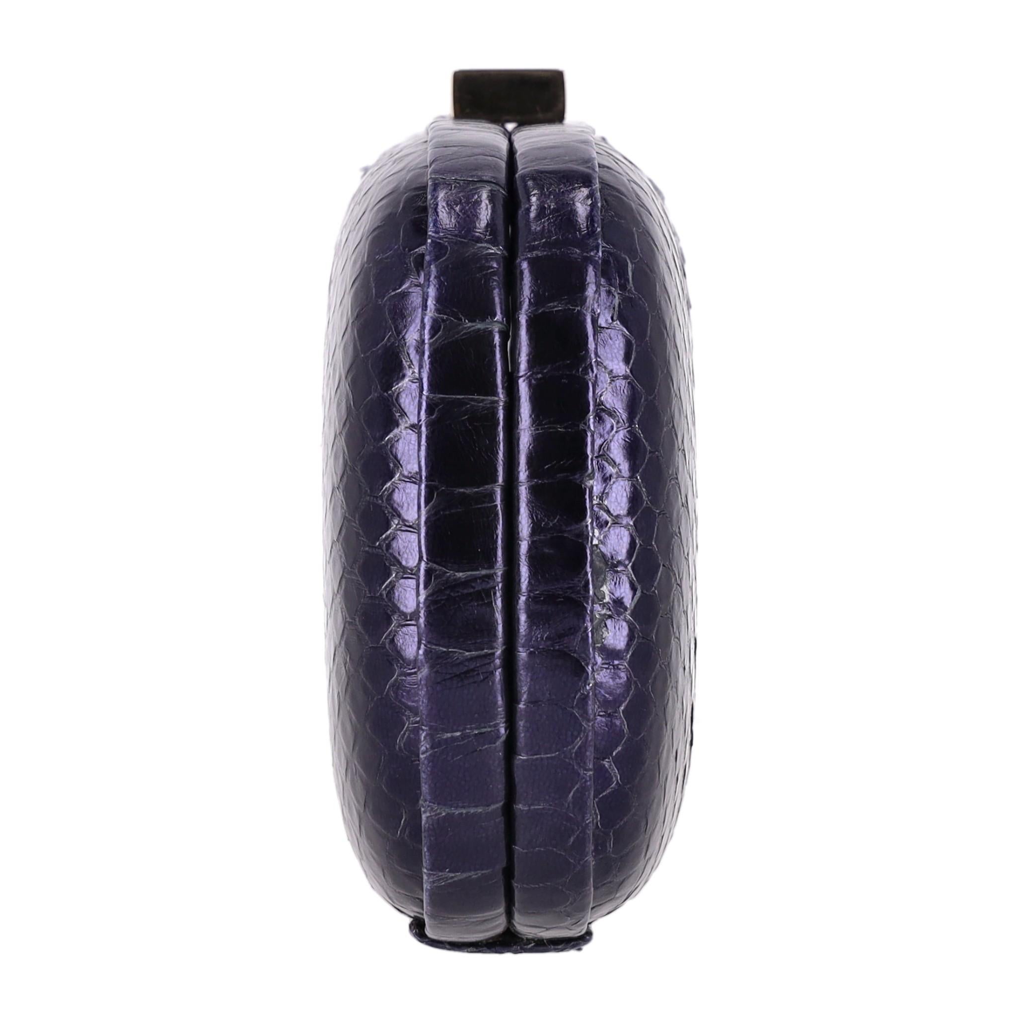 Black Anya Hindmarch Snake-Embossed Leather Clutch Bag
