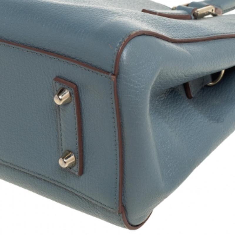 Women's Anya Hindmarch Stone Blue Leather Double Zip Tote For Sale