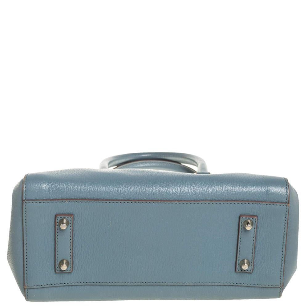 Anya Hindmarch Bolso de piel azul piedra con doble cremallera 1