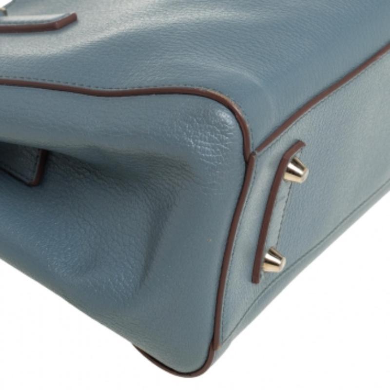 Anya Hindmarch Stone Blue Leather Double Zip Tote For Sale 1