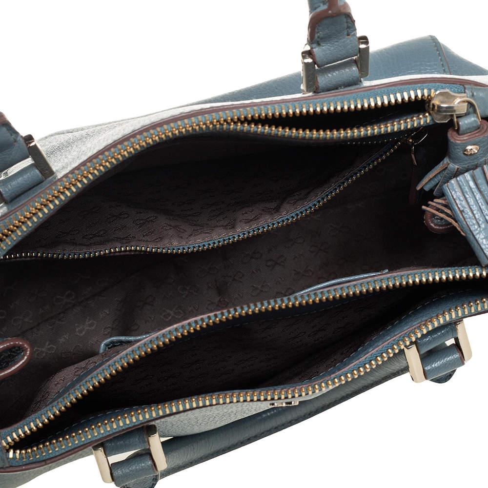 Anya Hindmarch Bolso de piel azul piedra con doble cremallera 3
