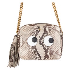 ANYA HINDMARCH taupe snakeskin PYTHON EYES RIGHT Crossbody Shoulder Bag
