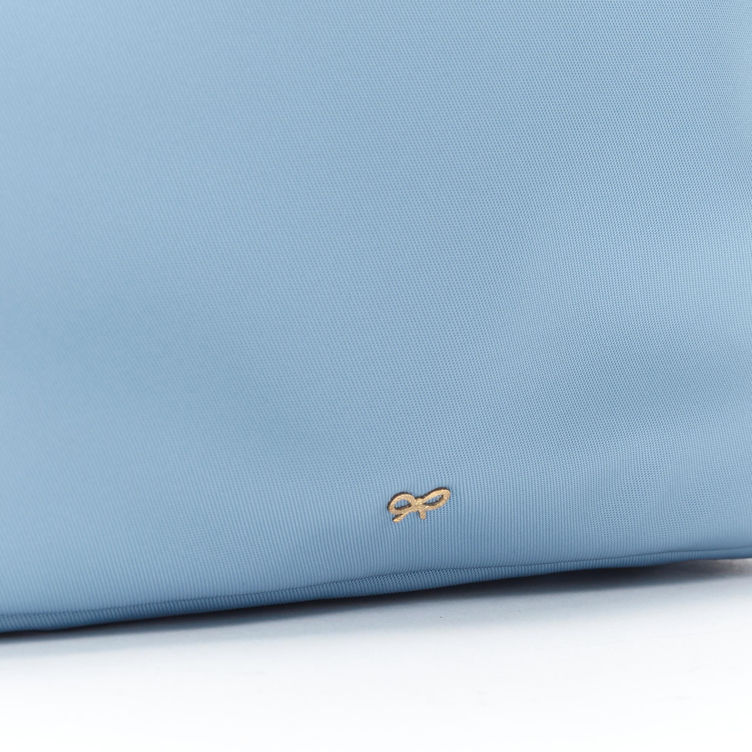 ANYA HINDMARCH Triple Zip blue teal navy nylon make up pouch bag clutch 2