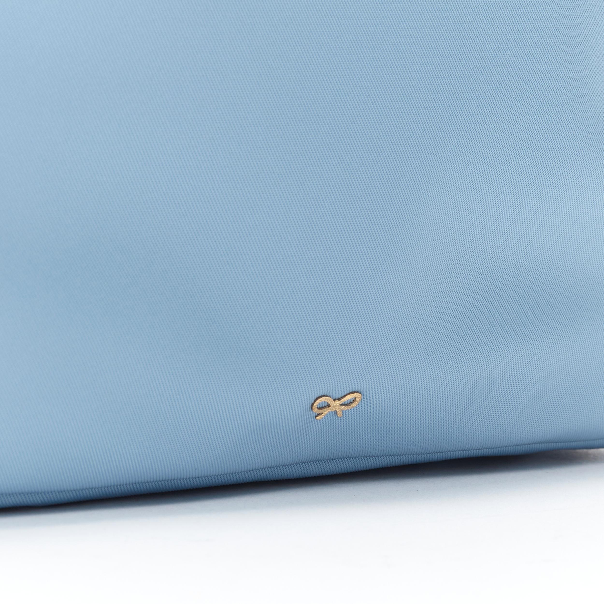 ANYA HINDMARCH Triple Zip blue teal navy nylon make up pouch bag clutch 2