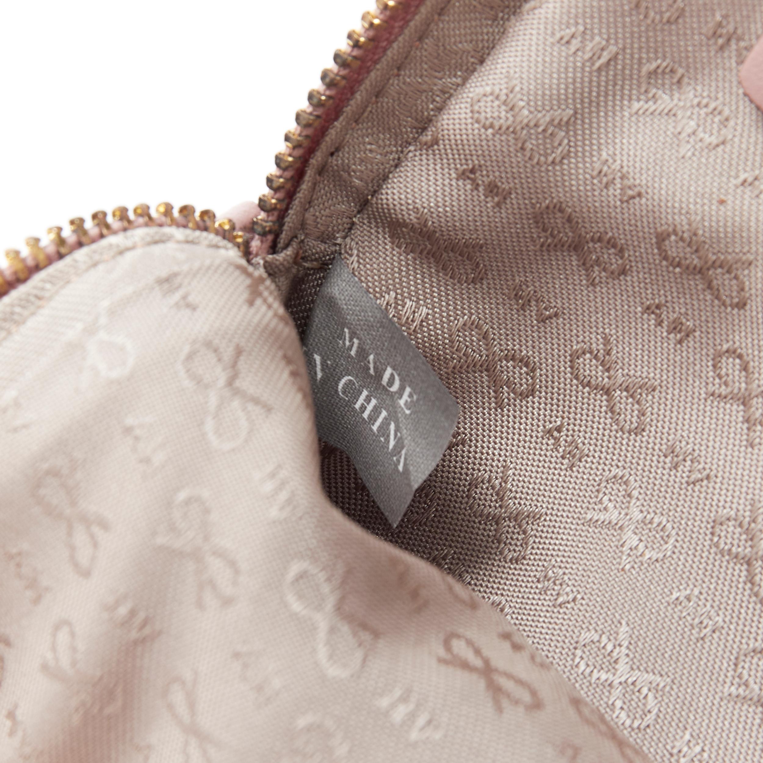 ANYA HINDMARCH Triple Zip burgundy pink nylon make up pouch bag clutch 3