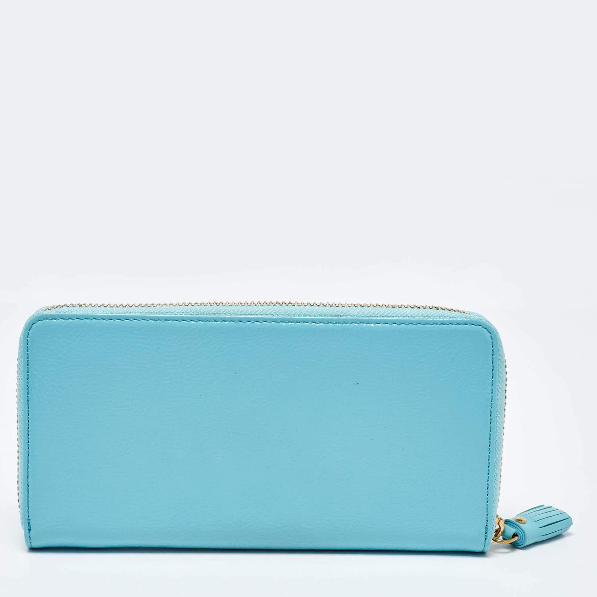 De las mujeres Anya Hindmarch Cartera con cremallera de los Pitufos en charol azul turquesa en venta