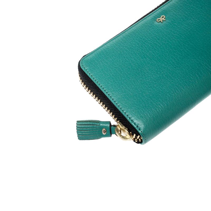 Anya Hindmarch Turquoise Leather Zip Around Wallet 4