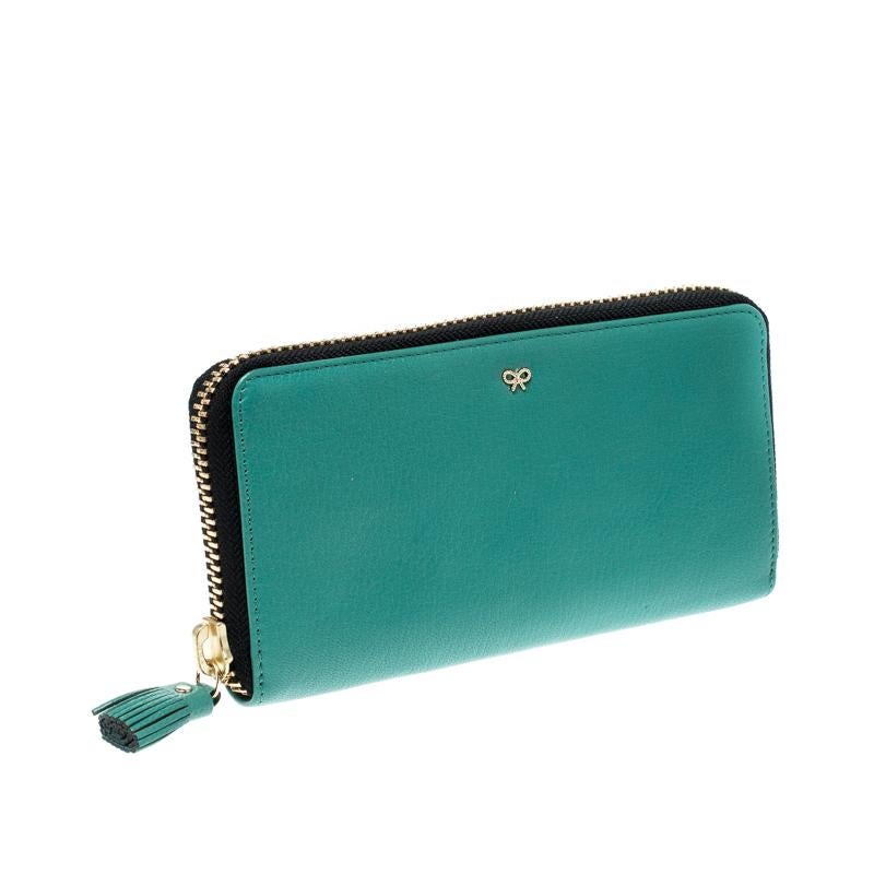 Blue Anya Hindmarch Turquoise Leather Zip Around Wallet