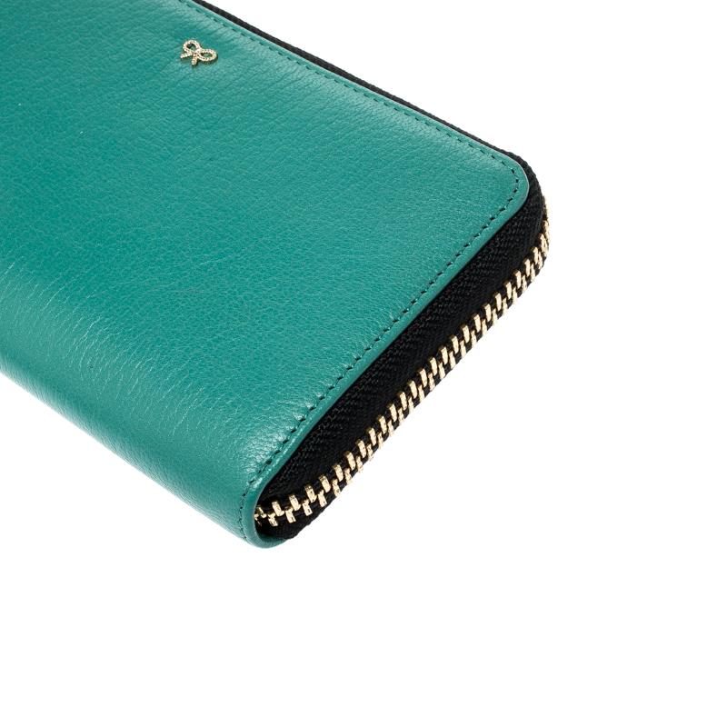 Anya Hindmarch Turquoise Leather Zip Around Wallet 2