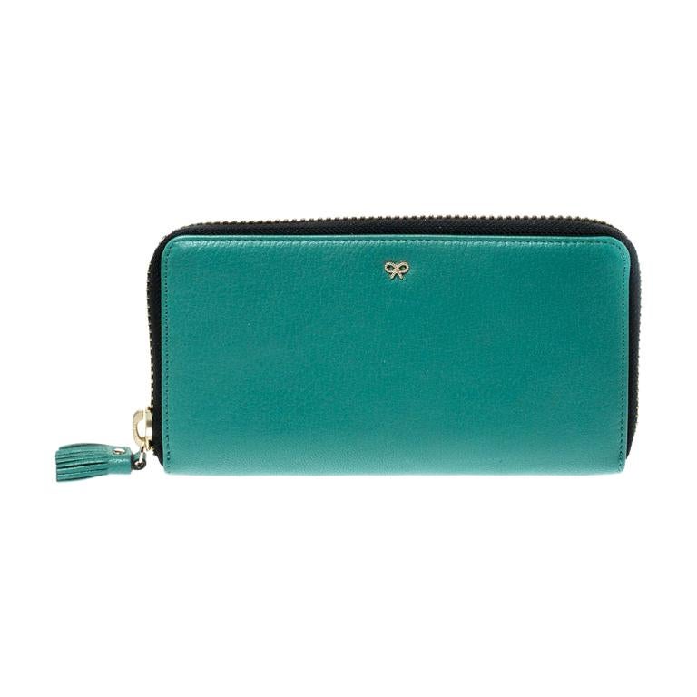 Anya Hindmarch Turquoise Leather Zip Around Wallet