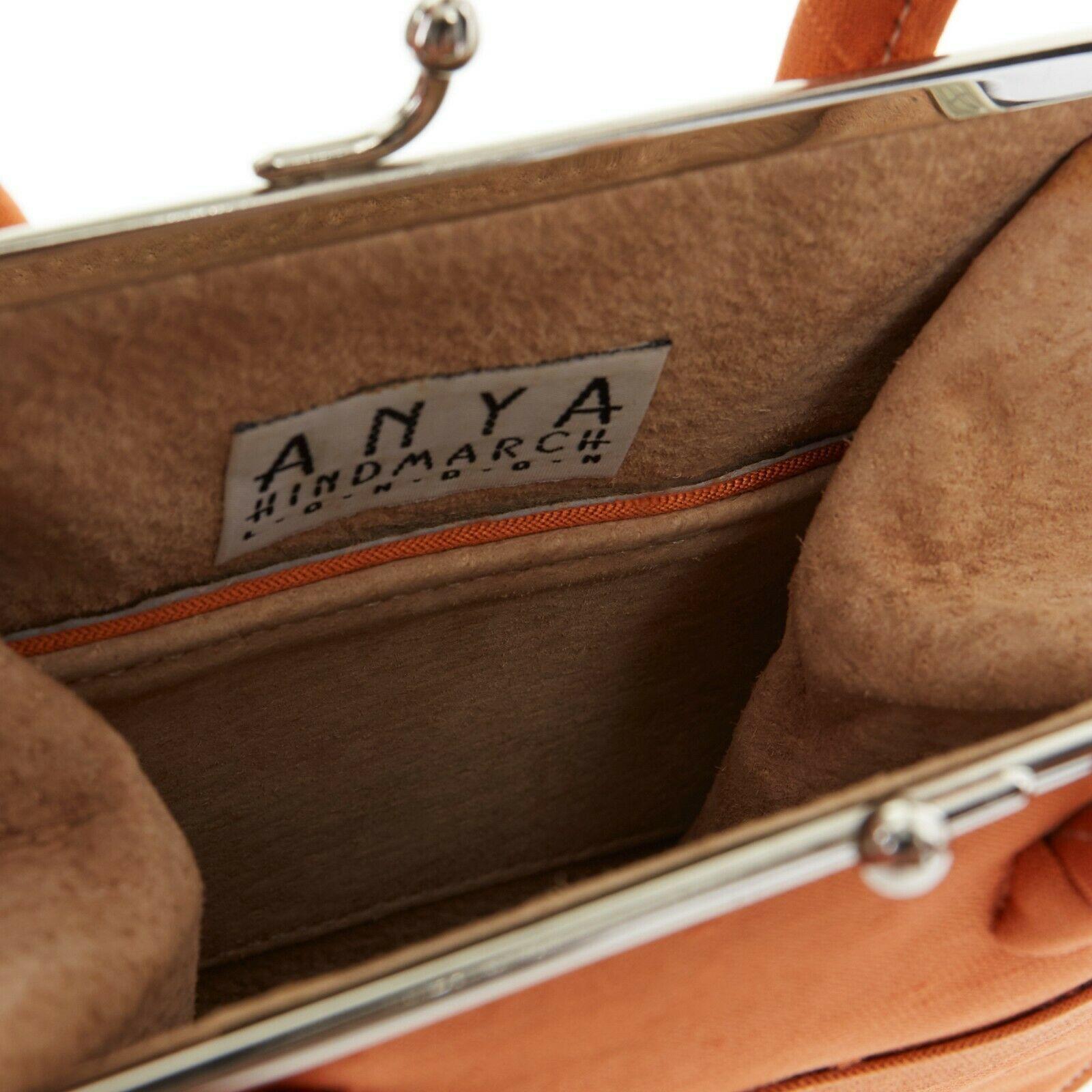 ANYA HINDMARCH Vintage orange silk decorative buckle strap dual loop clasp purse 2
