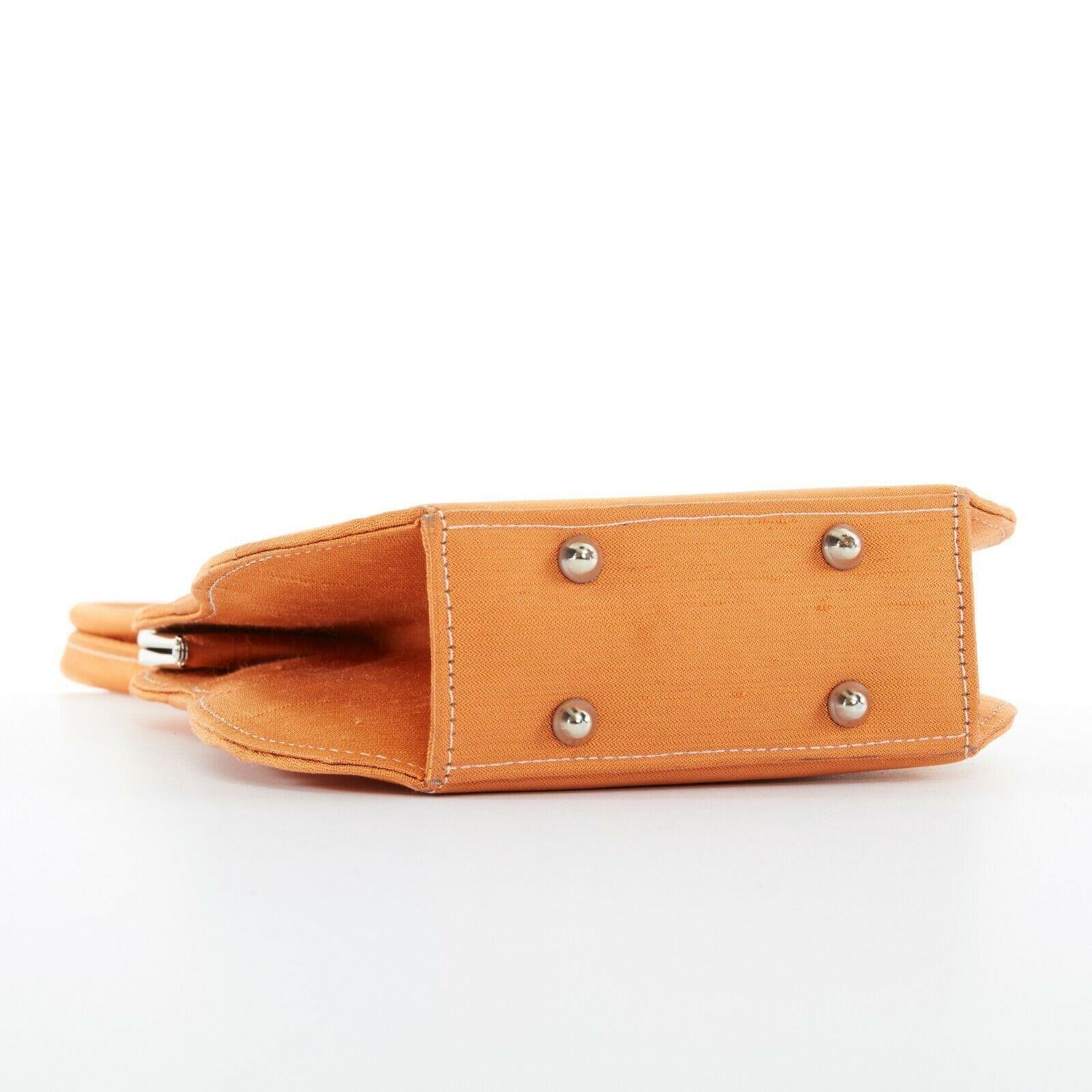 Orange ANYA HINDMARCH Vintage orange silk decorative buckle strap dual loop clasp purse