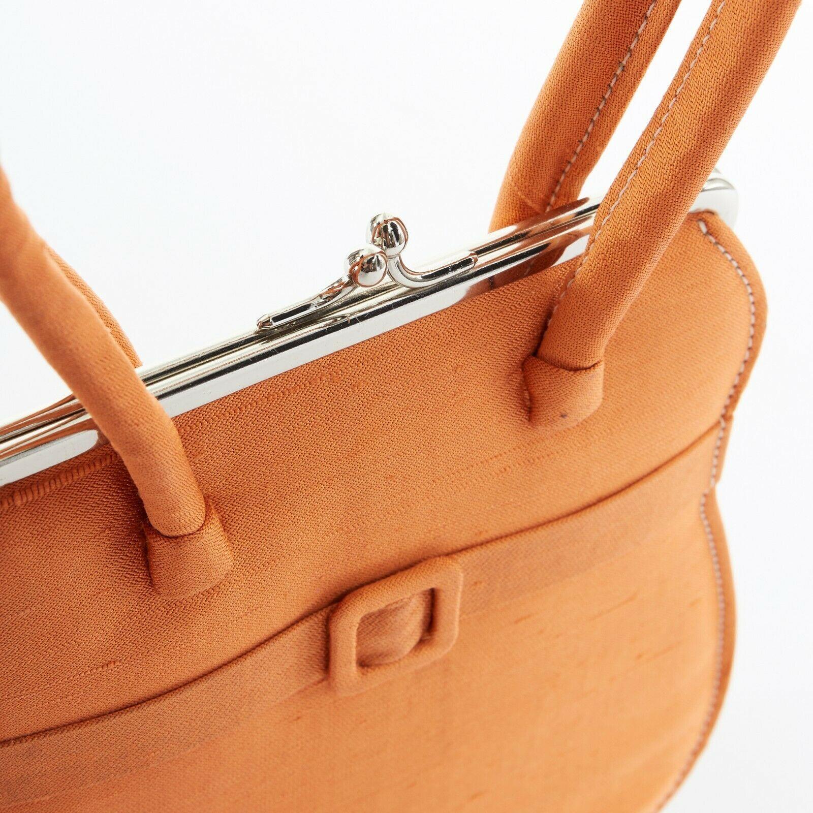 Women's ANYA HINDMARCH Vintage orange silk decorative buckle strap dual loop clasp purse