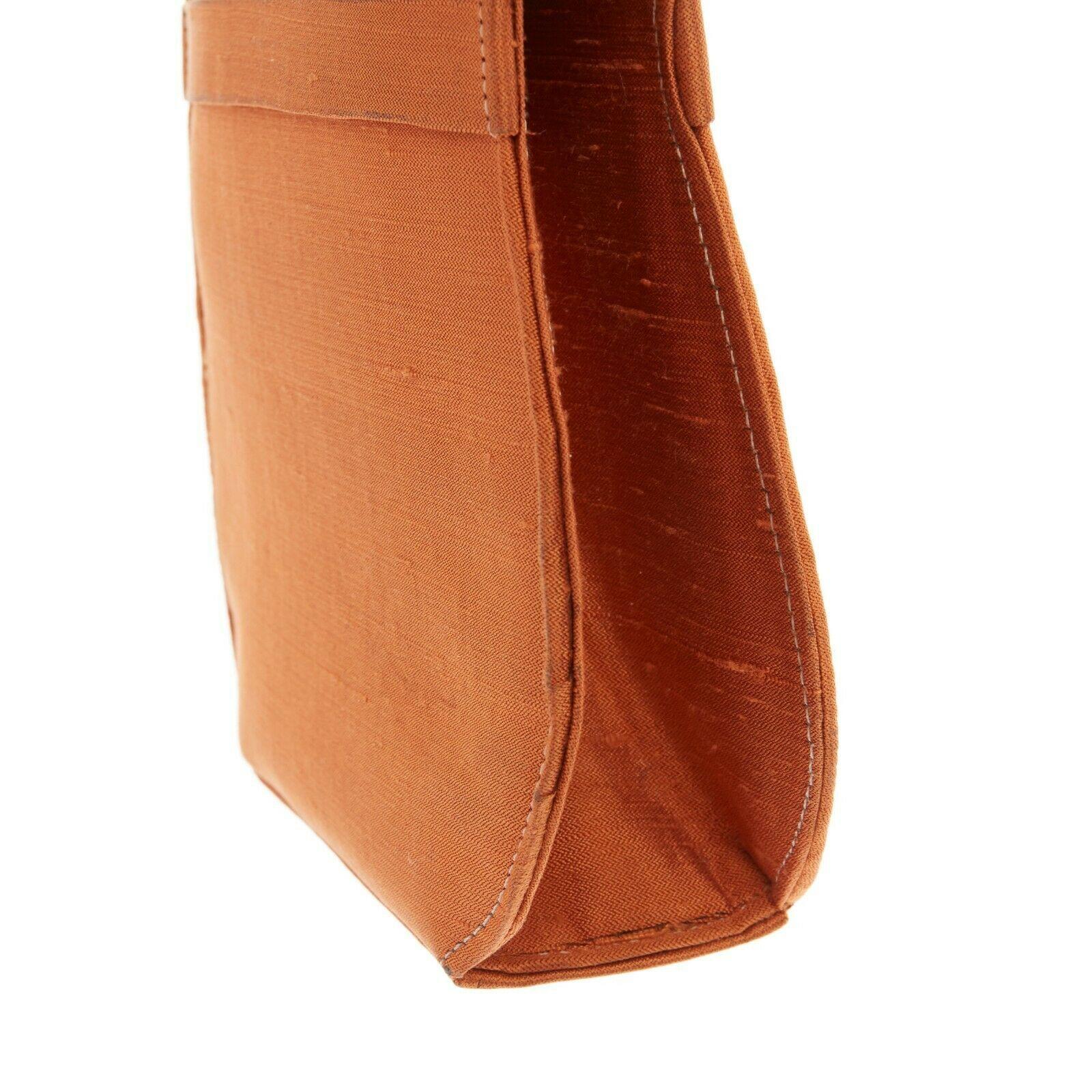 ANYA HINDMARCH Vintage orange silk decorative buckle strap dual loop clasp purse 1