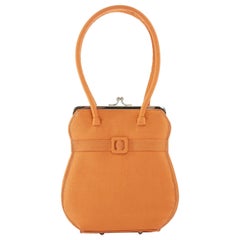 ANYA HINDMARCH Vintage orange silk decorative buckle strap dual loop clasp purse