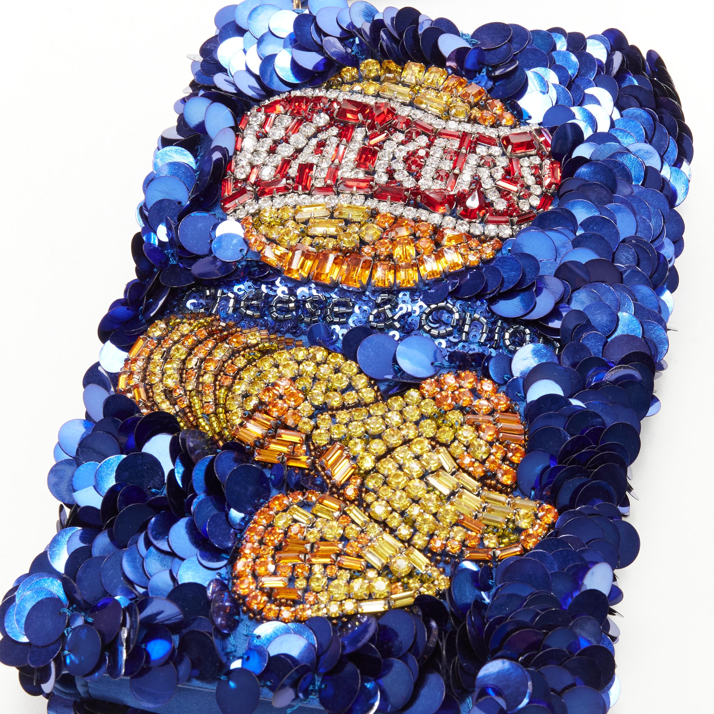 Women's ANYA HINDMARCH Walkers Cheese Onion Chips blue sequins crystal clutch bag