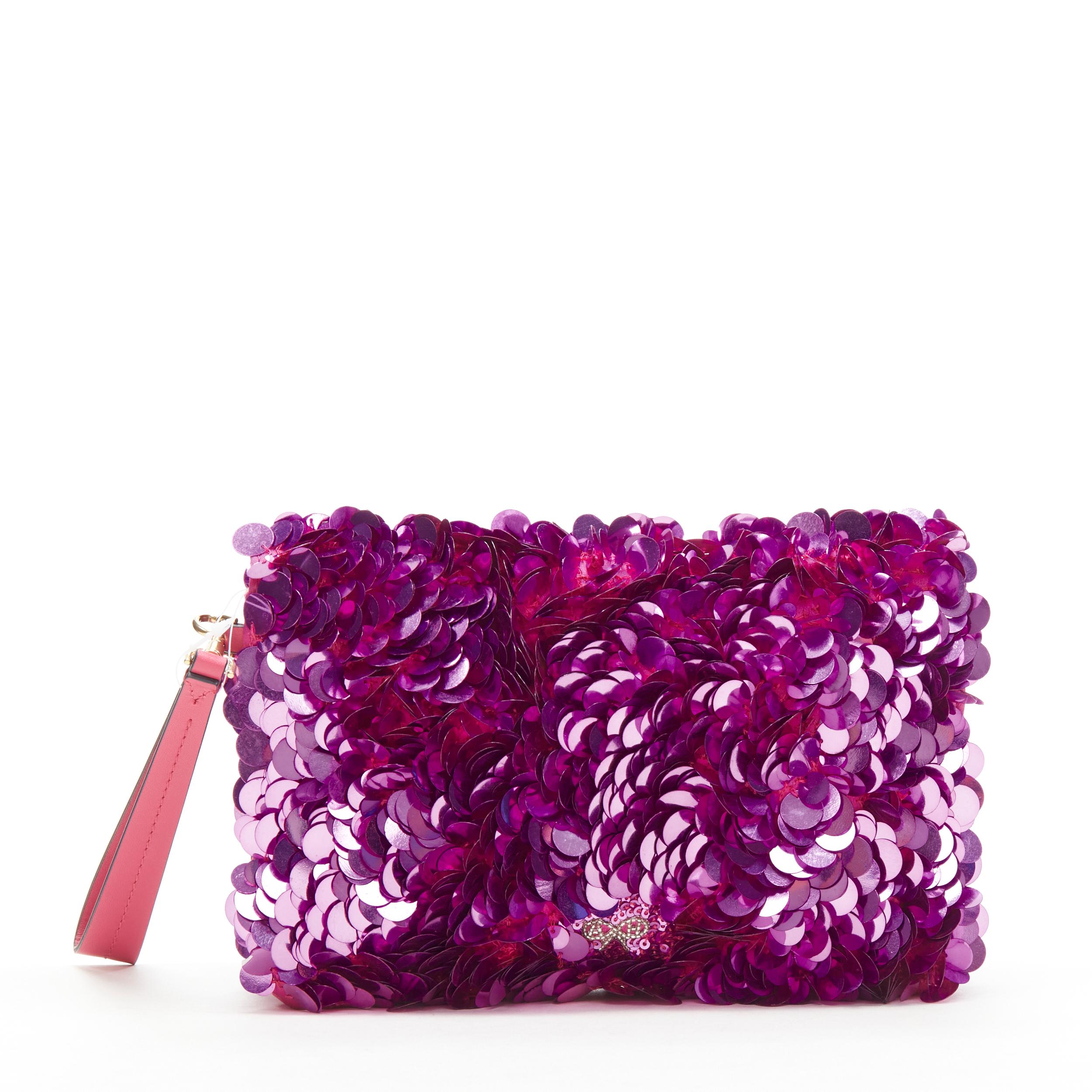 ANYA HINDMARCH Walkers Prawn Cocktail Chips pink sequins crystal clutch bag 1