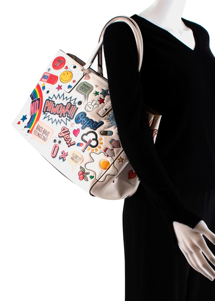 Anya Hindmarch White Leather Ebury Stickers Bag  For Sale 1