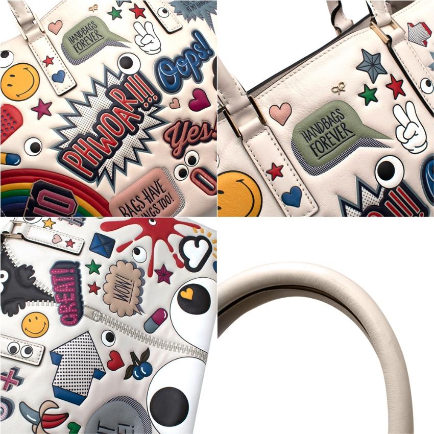 Anya Hindmarch White Leather Ebury Stickers Bag For Sale 2