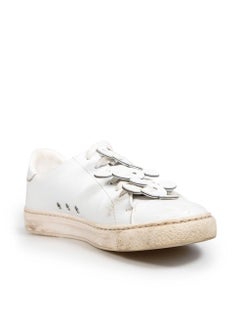 Anya Hindmarch White Leather Laser Cut-Out Pattern Trainers Size IT 36