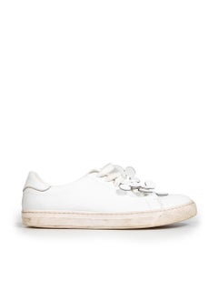 Anya Hindmarch White Leather Laser Cut-Out Pattern Trainers Size IT 36