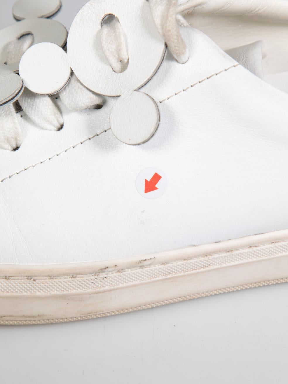 Anya Hindmarch White Leather Laser Cut-Out Pattern Trainers Size IT 36 For Sale 4