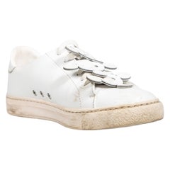Anya Hindmarch White Leather Laser Cut-Out Pattern Trainers Size IT 36