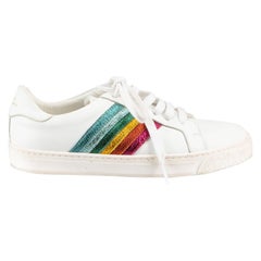 Anya Hindmarch Zapatillas de rayas arco iris de piel blanca Talla IT 36