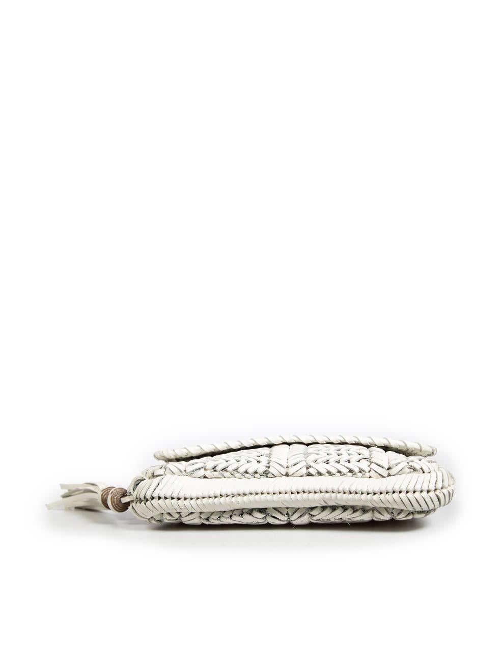 Anya Hindmarch White Leather Rossum Woven Clutch In Good Condition In London, GB