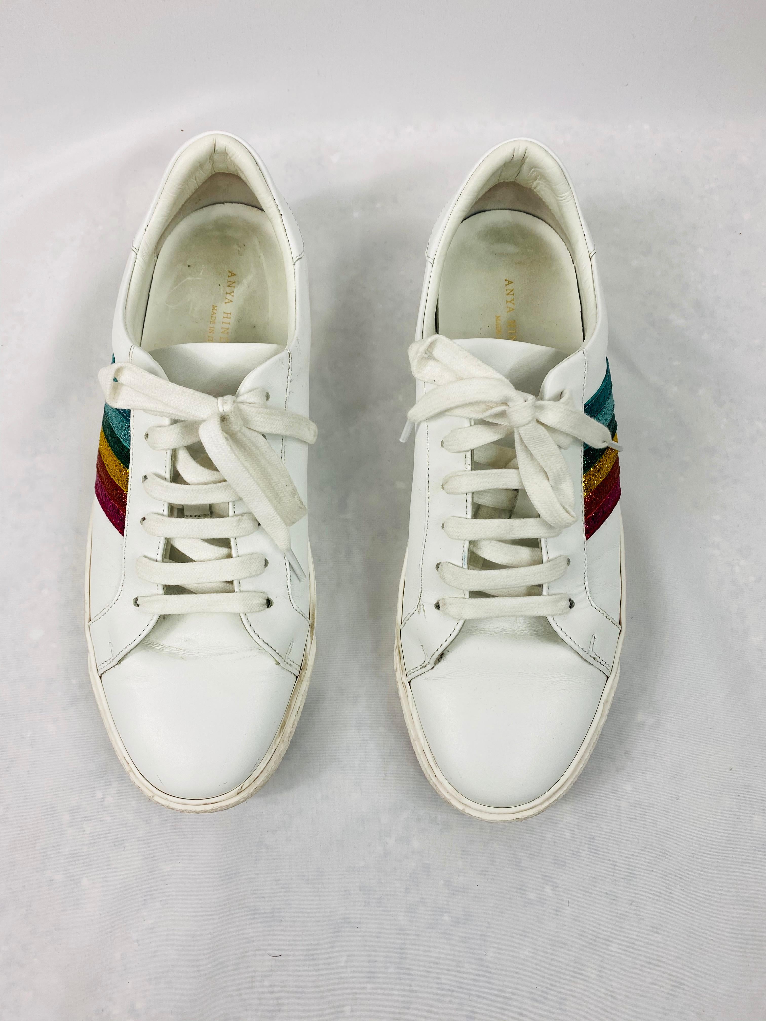 Anya Hindmarch White Leather Sneakers Size 39 For Sale 2