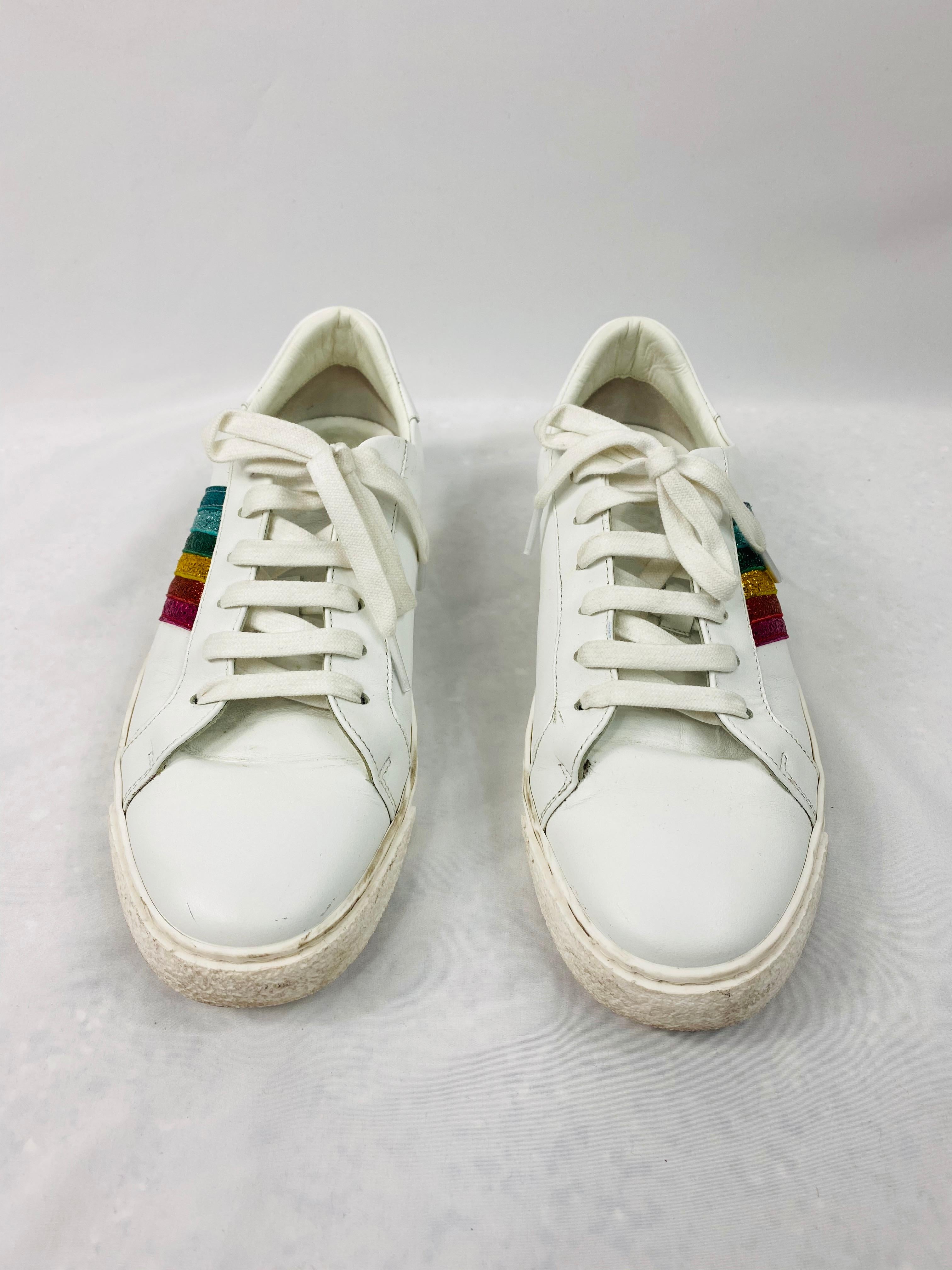 Anya Hindmarch White Leather Sneakers Size 39 For Sale 3