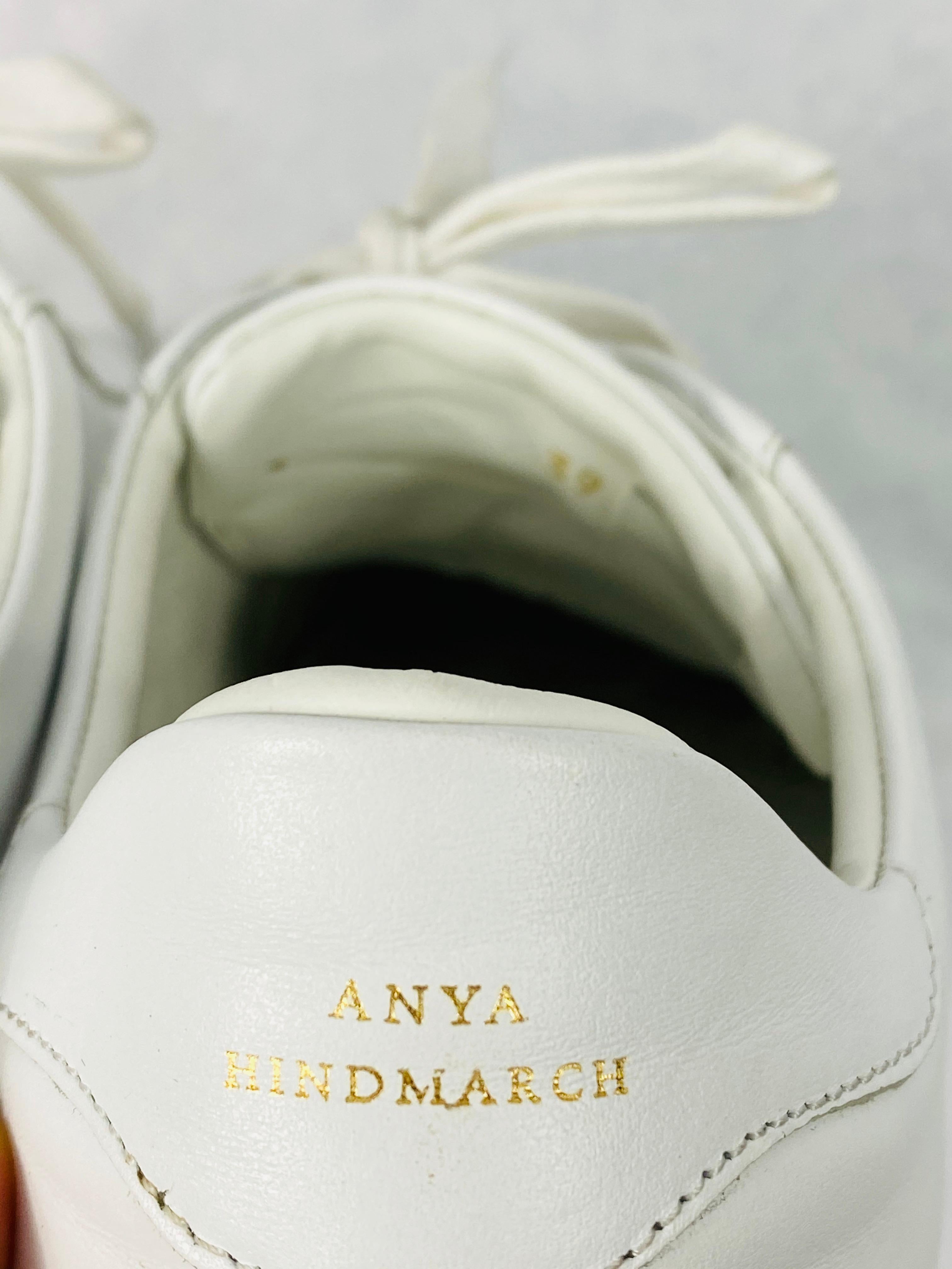 Anya Hindmarch White Leather Sneakers Size 39 For Sale 5