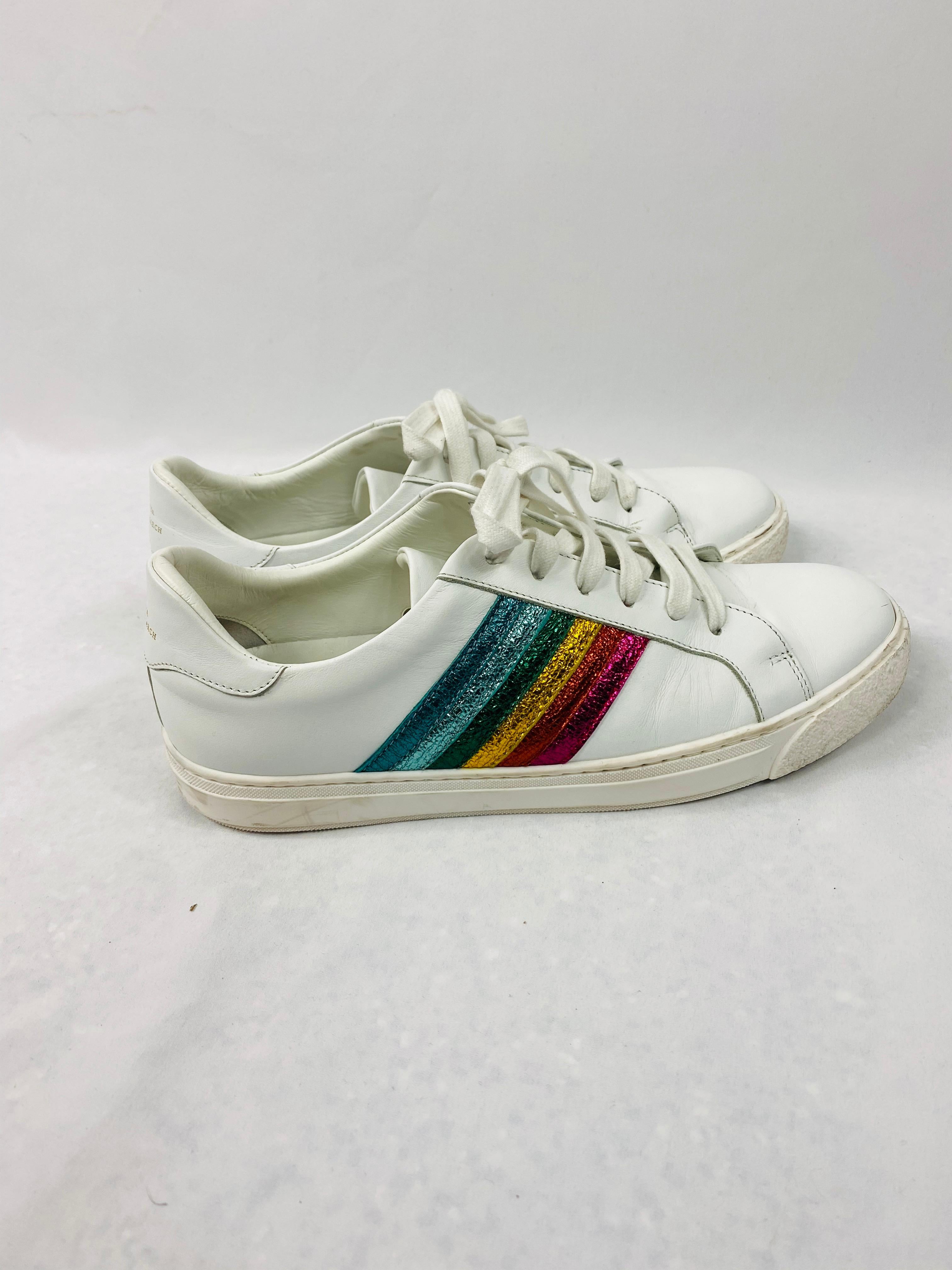 Women's or Men's Anya Hindmarch White Leather Sneakers Size 39 For Sale