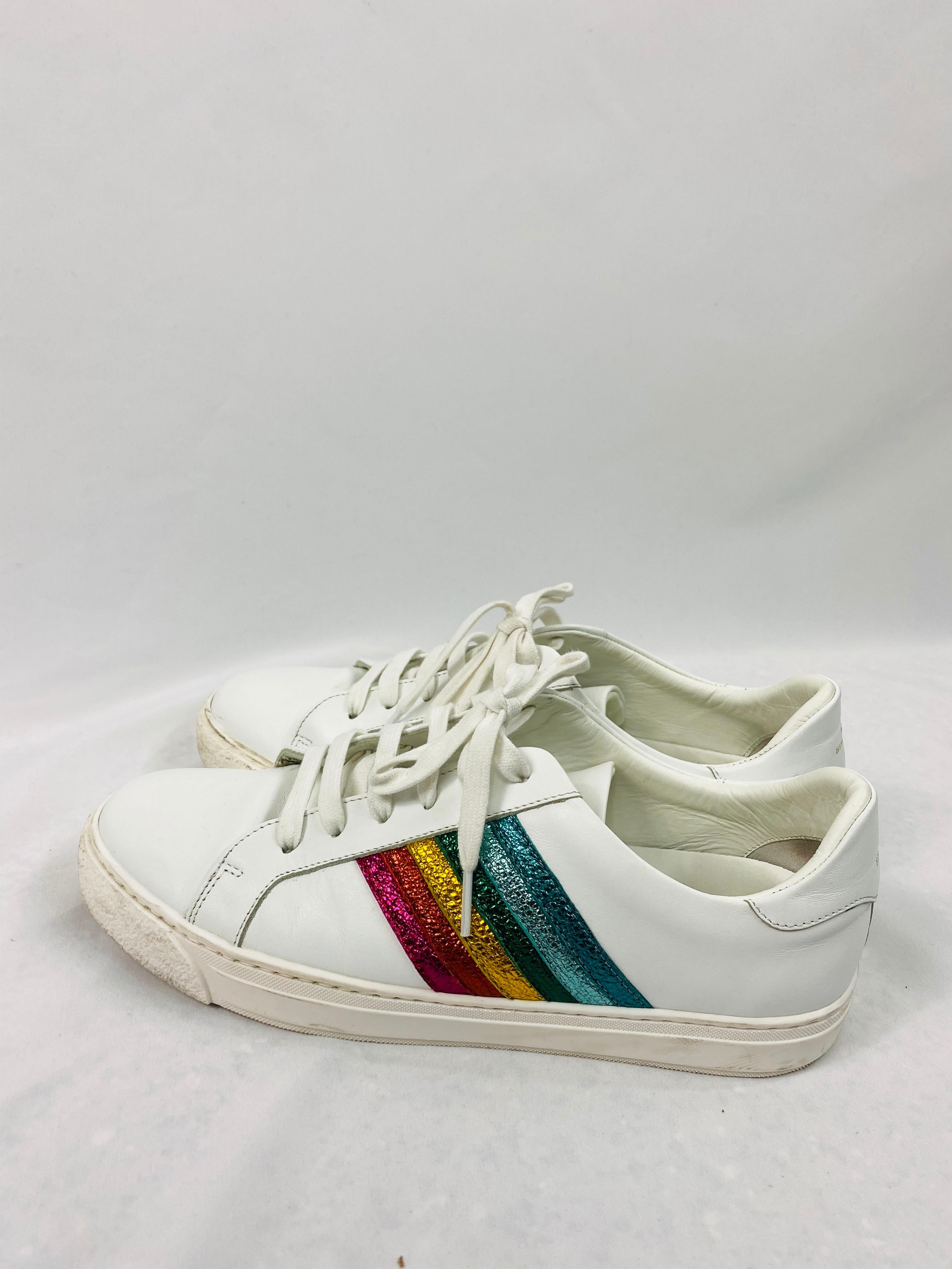 Anya Hindmarch White Leather Sneakers Size 39 For Sale 1