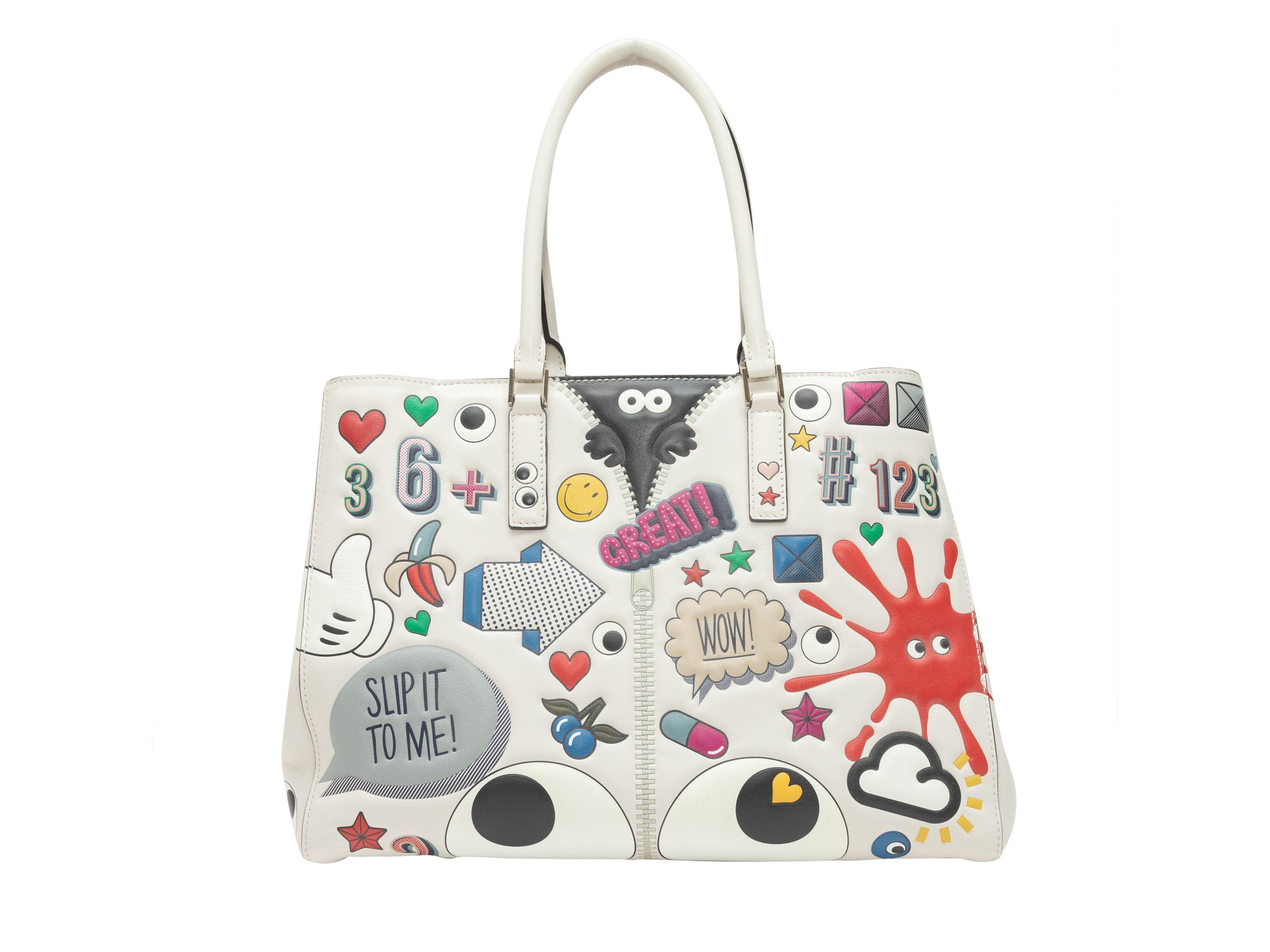 Anya Hindmarch White & Multicolor Featherweight Allover Sticker Print Bag 2