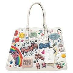 Anya Hindmarch White & Multicolor Featherweight Allover Sticker Print Bag