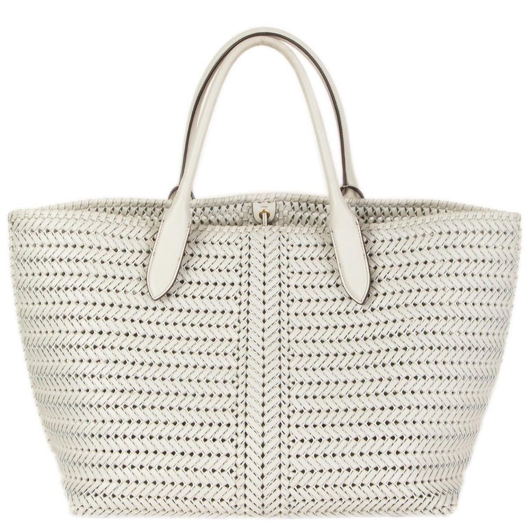 ANYA HINDMARCH white woven leather NEESON Tote Bag For Sale at 1stDibs