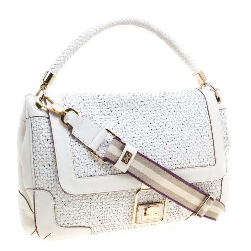 Anya Hindmarch White Woven Leather Top Handle Bag im Zustand „Hervorragend“ in Dubai, Al Qouz 2