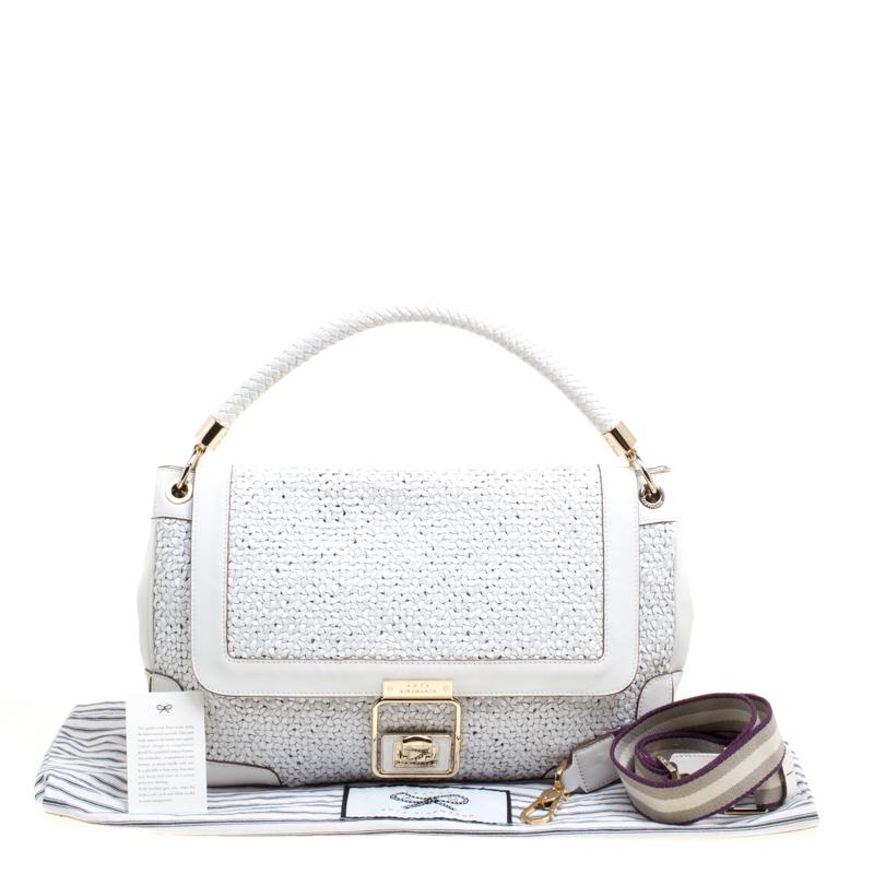 Anya Hindmarch White Woven Leather Top Handle Bag 4