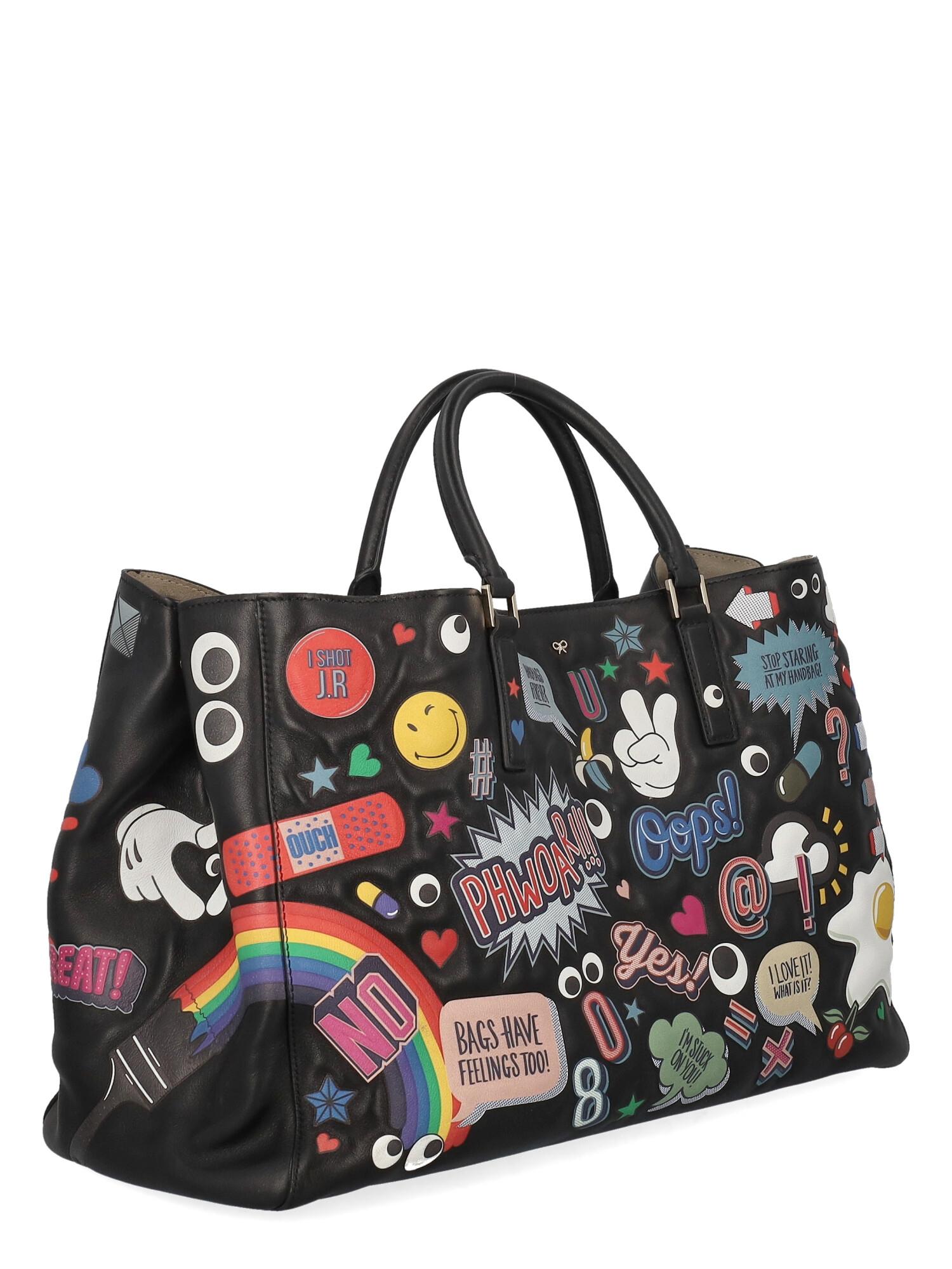 Anya Hindmarch Women Handbags Black, Multicolor Leather  In Good Condition For Sale In Milan, IT
