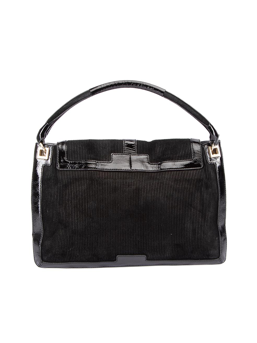 Anya Hindmarch Women's Black Corduroy Flap Shoulder Bag In Good Condition For Sale In London, GB