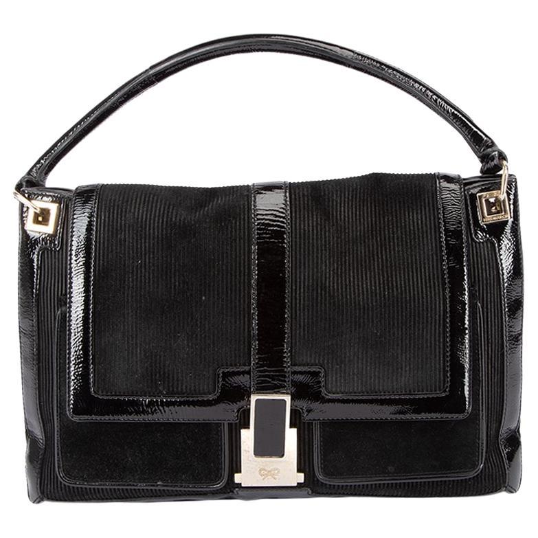 Anya Hindmarch Women's Black Corduroy Flap Shoulder Bag For Sale