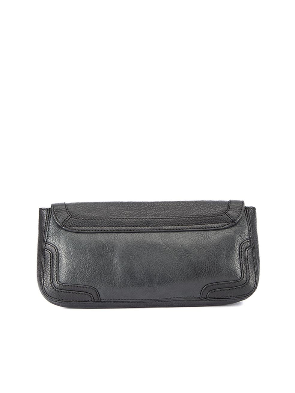 Anya Hindmarch Women's Black Leather Flap Clutch In Excellent Condition In London, GB
